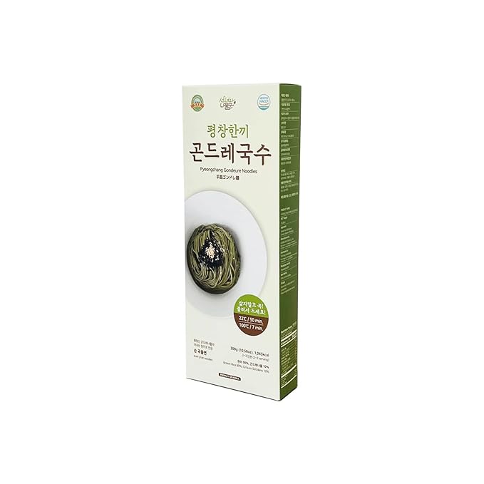 Pyeongchangfarm Natural Food Pyeongchang Gondre Noodles, Non fried Cold Noodle, Korean Food 곤드?ˆ국??300g (10.58oz) - Soy Sauce