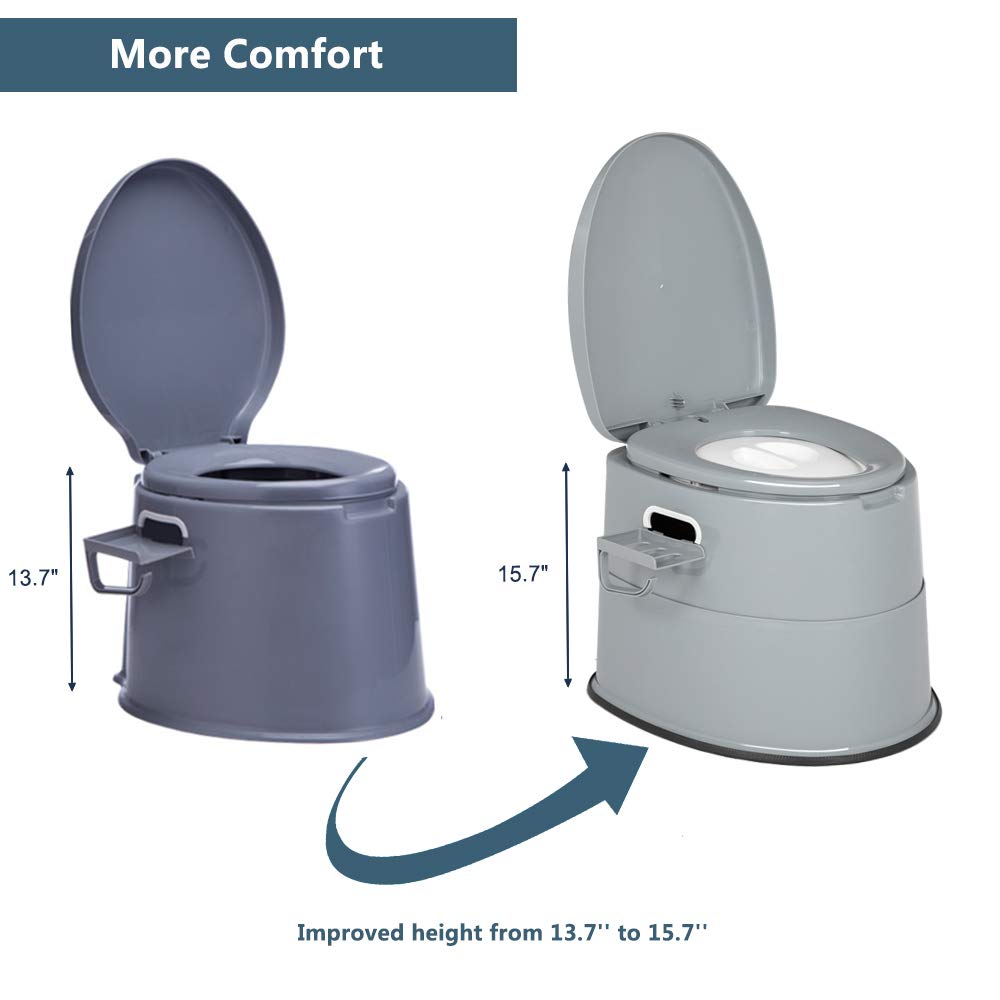 VINGLI Portable Toilet | Indoor Outdoor Commode w/Detachable Inner Bucket & Removable Paper Holder
