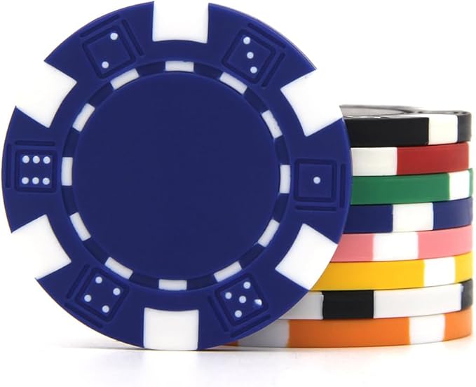 100 Custom Dice Striped Poker Chips, Print Your Text, Logo or Design, Casino Sized Chips for Texas Hold'em, Blackjack, Tournaments, Card Clubs