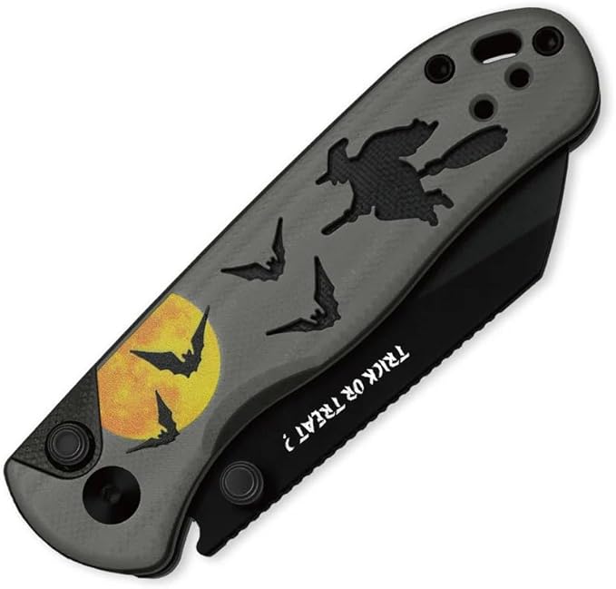 Kizer Drop Bear 2 Pocket Knife, 2.96" Nitro-V Sheepsfoot Blade Folding Knife with Gray & Black G10 Handle, Button Liner Lock EDC Knives for Men Women Gift Halloween Edition V3619.2CSHW1