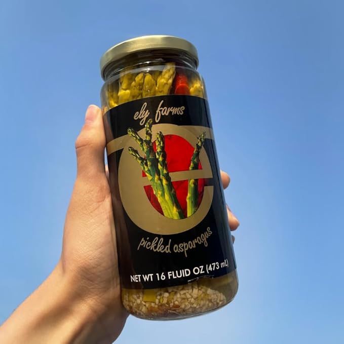 Ely Farms Pickled Asparagus - Unique and Irresistible Taste - Crunch Spears with a Garlic and Dill Flavor - Made with a Family Recipe