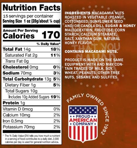 Imperial Nuts - Macadamia Nuts Oil Roasted | Flavored Nut | Gluten Free, Vegan and Keto Friendly Food | Plant Based Protein, Delicious Buttery Taste | Kosher (Honey Roasted Macadamias)