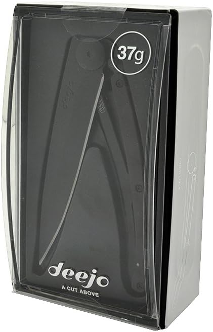 Deejo Ultra Lightweight Folding Pocket Knife with Belt Clip - Ebony Version 1.3 oz - Fine, Sharp Blade - Black Titanium Coating Stainless Steel - Elegant and Modern Design