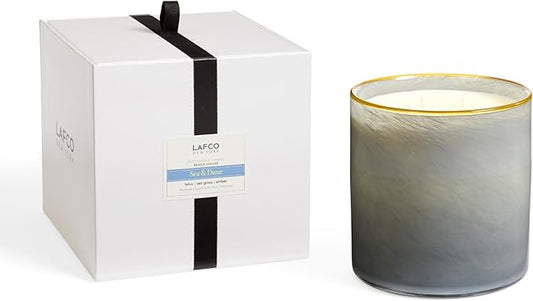 LAFCO New York Luxe 4-Wick Candle, Sea & Dune - 86 oz - 200-Hour Burn Time - Reusable, Hand Blown Glass Vessel - Made in The USA