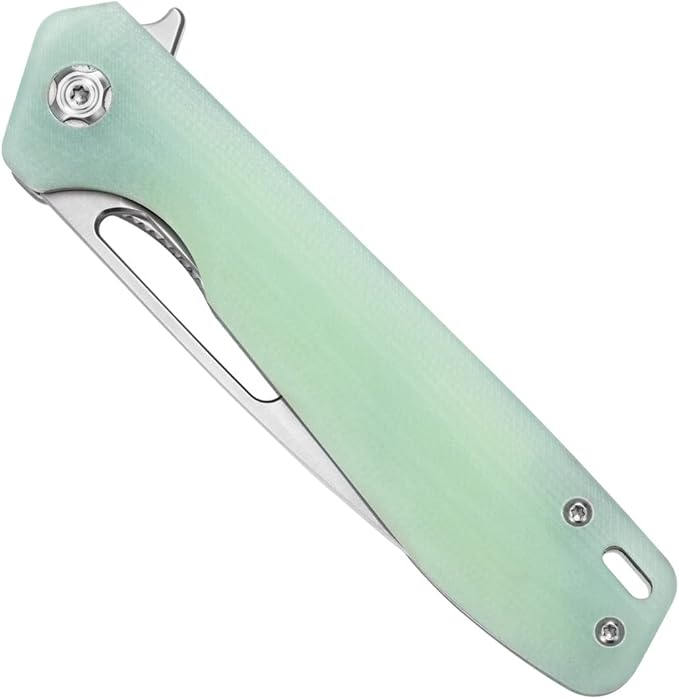 Sitivien ST801 Folding Knife,8Cr18Mov Steel Blade with G10 Handle Pocket Knife EDC Tool Knife for Outdoor Survival, Camping, Hiking,Hunting(Jade) …