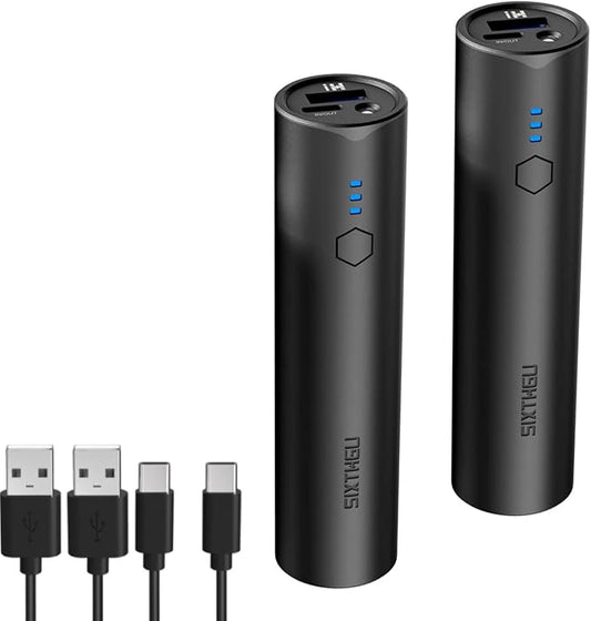 S03 Portable Charger, 5000mAh 2-Pack Small Power Bank with Fast Charging, USB-C Output Compatible with iPhone, Samsung, and More, Black