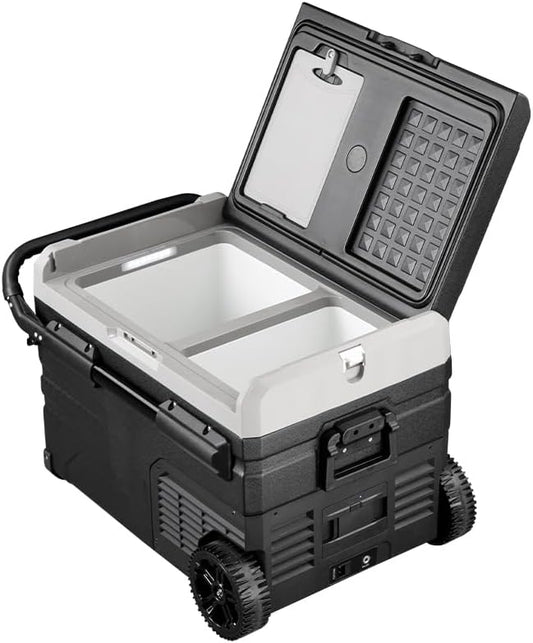 40/76/95 Quart Series Dual Temperature Control Car Refrigerator, Portable Refrigerator, Individual Temperature Control (-4 ° F~68 ° F), Large Capacity Road Travel Fridge, 12/24v DC (TWW35-40 Quart)