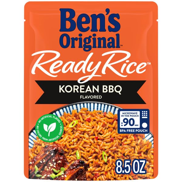 BEN'S ORIGINAL Ready Rice Korean BBQ Flavored Rice, Easy Dinner Side, 8.5 OZ Pouch (Pack of 12)
