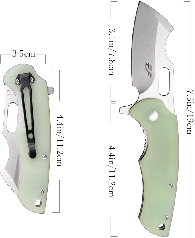 Eafengrow Pocket Knives D2 Blade and G10 Handle Folding Camping Knife Mini Outdoor Pocket Knife Survival Tool (EF13-Jade)