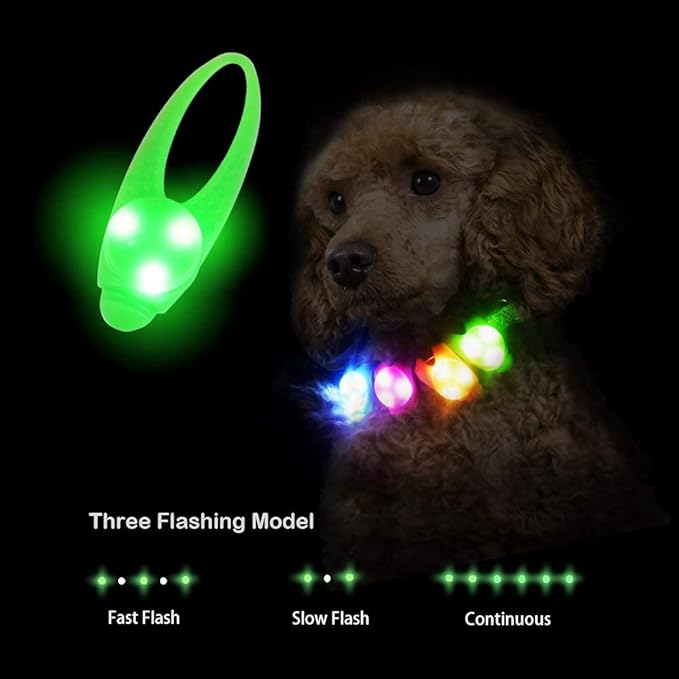 LaRoo Dog Lights for Night Walking, Led Dog Collar Lights for Nighttime, Clip On Light up Dog Collar Dog Walking Flashlight (Green)