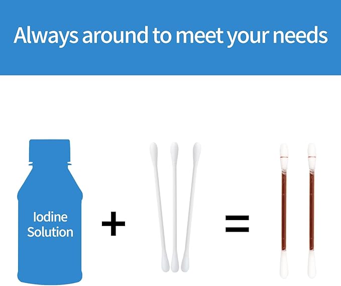 Svaha Povidone Iodine Swabsticks - 250 Individually Wrapped Sticks Iodine Cotton Swabs per Box for Home, Travel, First Aid Wound Cleansing, and Pet Scratch Care
