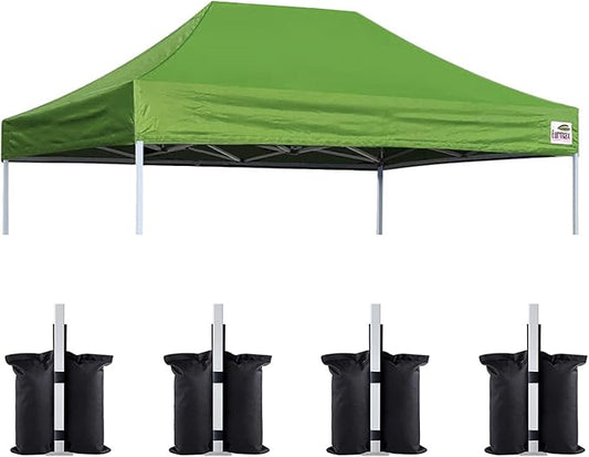 Eurmax USA Pop Up Canopy Replacement Canopy Tent Top Cover, Instant Canopy Top Cover ONLY,Bonus 4PC Pack Weight Bag (8x12, Field Green)