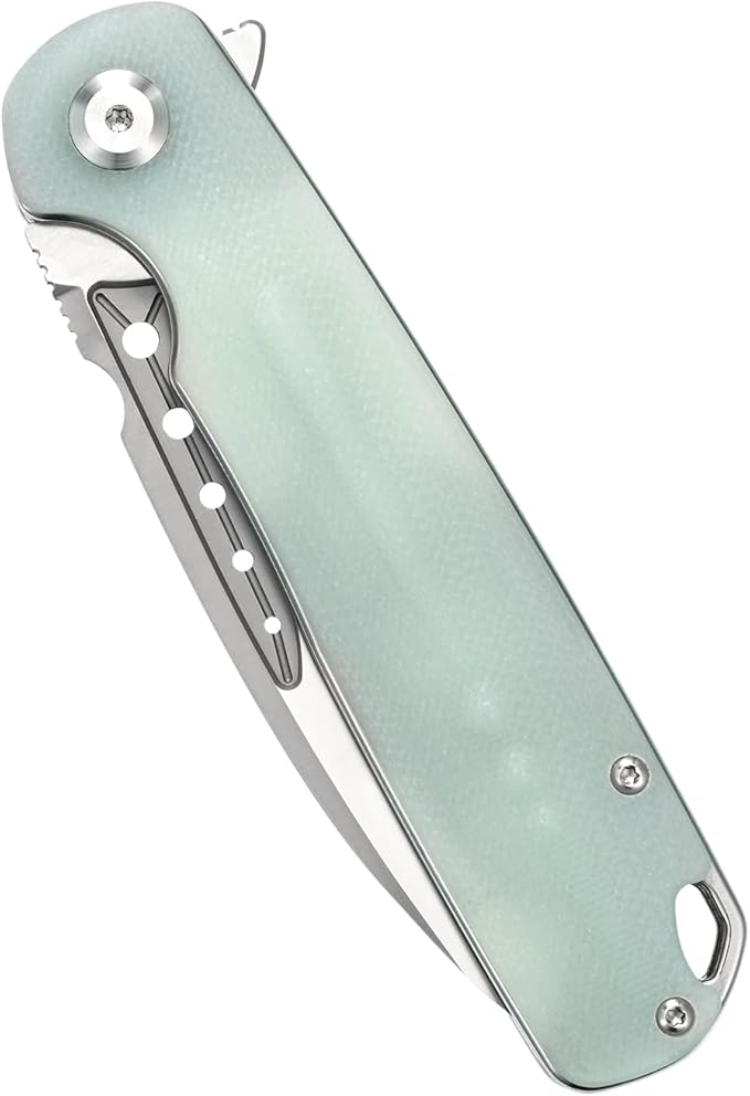 Sitivien ST131 Folding Knife,D2 Blade G10 Handle EDC Tool Knife with Liner Lock for Outdoor Camping Hiking Fishing(Jade)