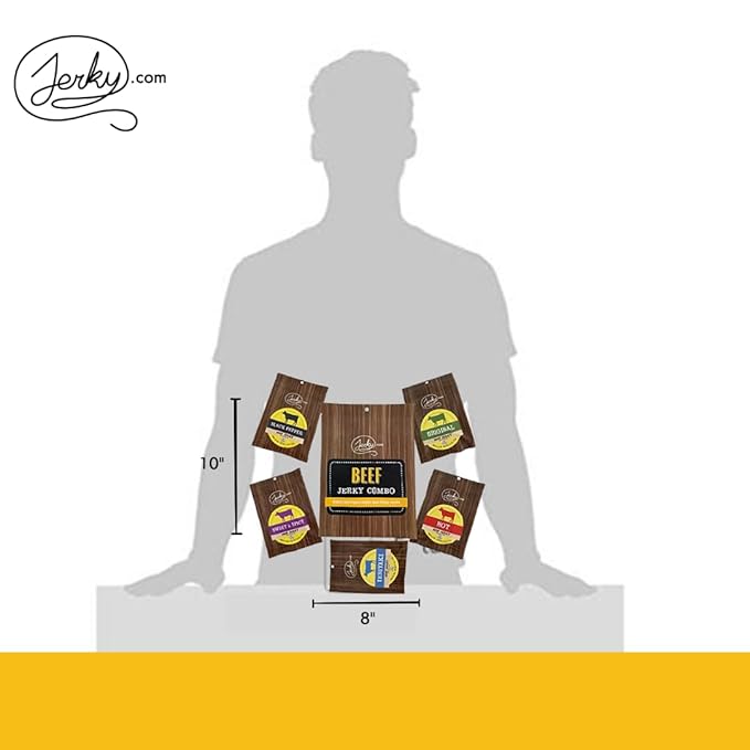 Jerky.com Beef Jerky Combo - Featuring Flavors Hot, Teriyaki, Original, Sweet & Spicy, Black Pepper - Gourmet Snack Gift for Men (5 Flavors - 2.5 oz. bags)