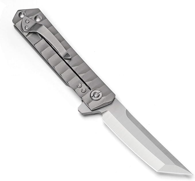 BGT 3.4 Inches Tanto Tactical Folding Knife TC4 Titanium Handle