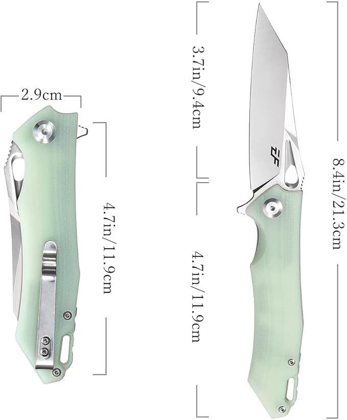 Eafengrow EF934 Pocket Knife D2 Steel Blade Folding Knife G10 Handle Liner Lock Camping Survival Tool Knives for Outdoor Camping Survival Hiking(jade)