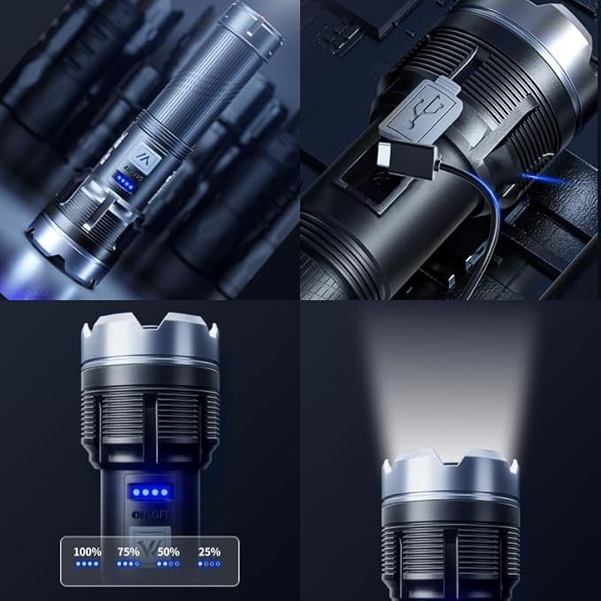 WARSUN Rechargebale Flashlight High Lumens 1000LM, Zoomable Flashlight with 6 Modes & COB Side Light ??for Camping, Emergencies, and Outdoor Adventures