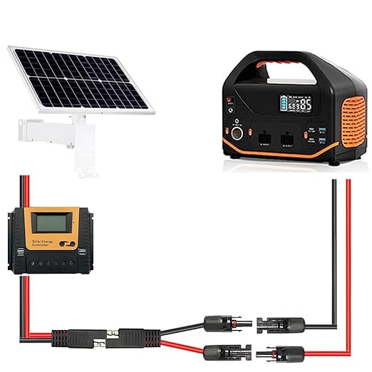1ft 10AWG Solar Panel Connector Cable, SAE to MC-4 Male Female Adapter PV Extension Cable with SAE Polarity Reverse Adapter for RV Caravan Solar Panel Battery Charger