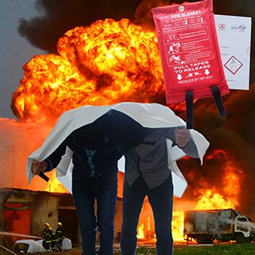 Inf-way Emergency Fire Blanket for Home and Kitchen, 5 Size for Choice, 1 Pack Extra Large Fire Blanket 3.9x5.9ft