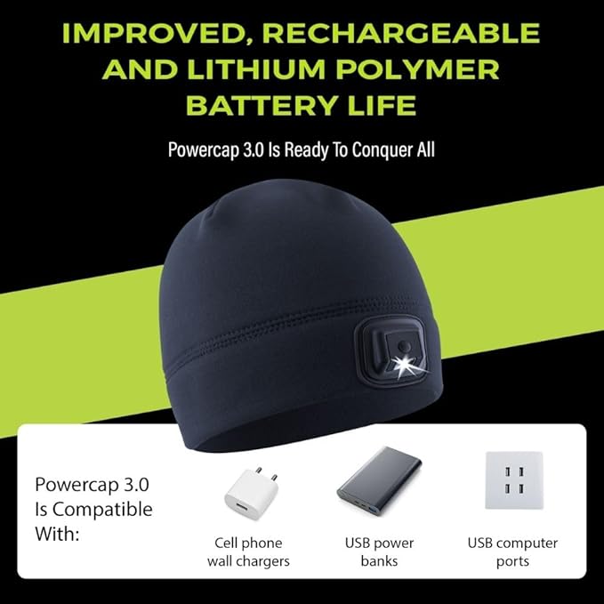 POWERCAP LED Hat Light 150 Lumens Rechargeable Fleece Beanie with Bright Built-in Headlamp Waterproof LED Warm One Size Cap (US, Alpha, One Size, Mossy Oak Elements 3.0)
