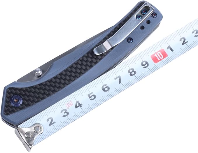 MASALONG Kni242 Folding Knife G10 Carbon Fiber Handle Outdoor Knife Fit Camping Wilderness Survival 59HRC hardness, rust resistant blade