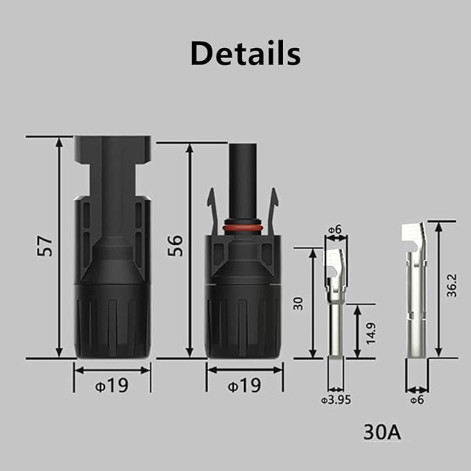Solar Connectors Panels Kit, Solar Panel Cable Connectors Pins Connector Terminals Crimping Pliers Crimper Set (48PCS(24 Pairs) Solar Connectors)