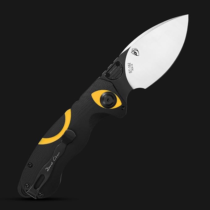Sitivien ST162 Folding Knife,AUS-10 Steel Blade with G10 Handle Pocket Knife EDC Tool Knife for Outdoor Camping,Hiking,Hunting,Fishing(Yellow)