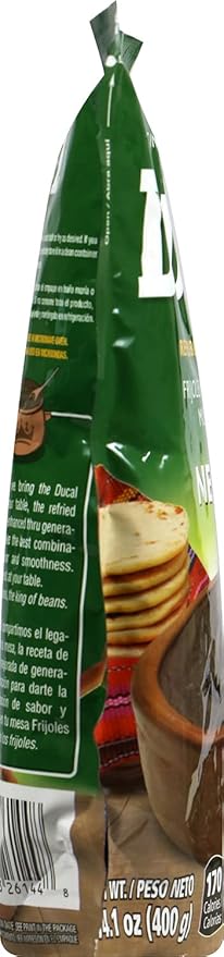 Ducal Refried Black Beans Pouch, 14.1 Ounce (Pack of 18) - Instant Vegetarian Refried Black Beans, Non-GMO And Gluten-Free - Excellent Source in Protein And Iron, Cholesterol Free