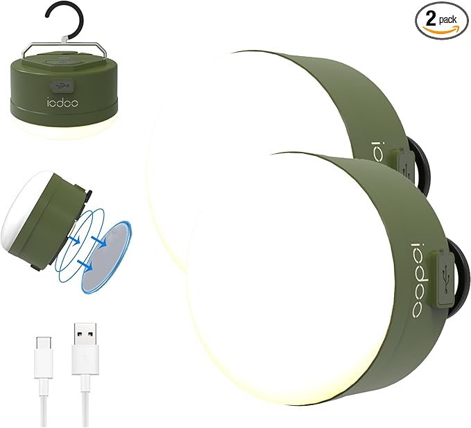 3000mAh 2000LM Rechargeable Camping Light , Warm/White/Nature/SOS 4Modes Brightness Stepless Adjust Camping Lantern Rechargeable Tent Light for Power Failure Emergency Survival Kits (2)