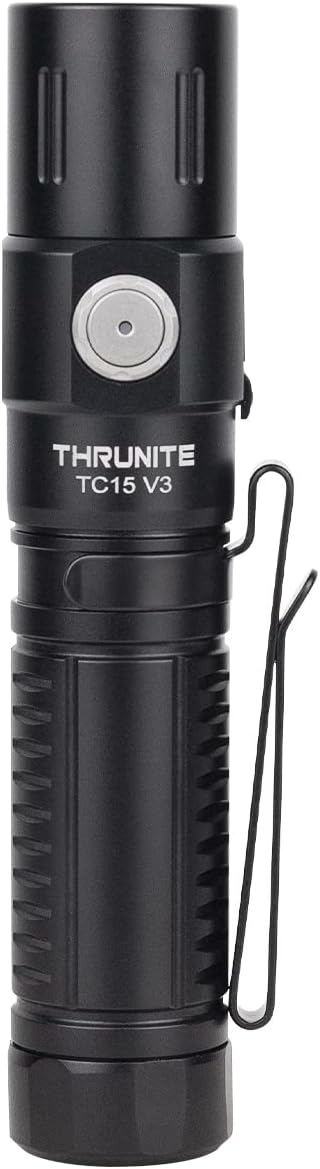 ThruNite TC15 V3 Rechargeable Flashlight High 2403 Lumens, Super Bright Flash Light, USB C Chargeable LED Flashlight, Multifunctional Pocket Light for Indoor/Outdoor - Black Neutral White