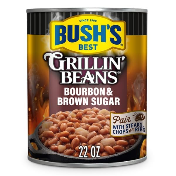 Bush's Best Grillin' Beans Variety Pack, 4 Flavors, 1 of Each Flavor (Smokehouse Tradition 22oz, Southern Pit Barbecue 22oz, Steakhouse Recipe 22oz, Bourbon & Brown Sugar 22oz)