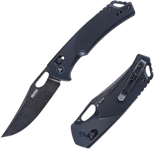 SRM Pocket Folding Knife, Axis Lock, G10 Handle, D2 Blade, Pocket Clip for EDC, Survival, Outdoor Uses, 9201-GB.……