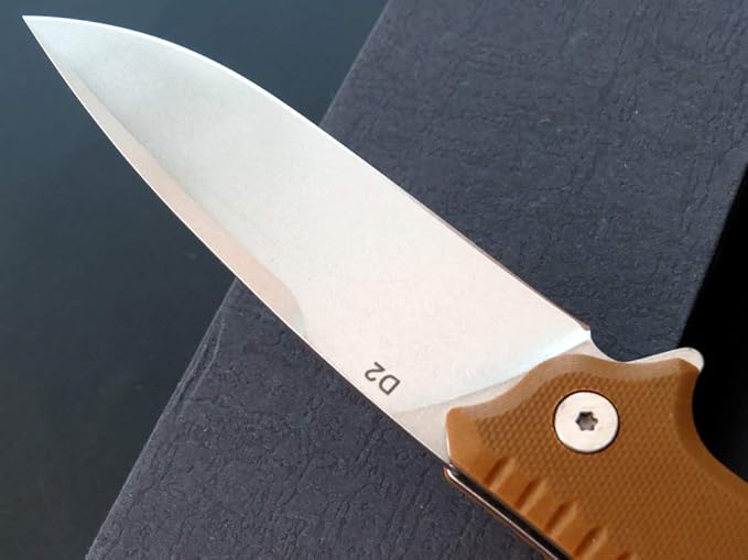 Eafengrow EF223 Folding Knife D2 Blade with G10 Handle Multi Pocket Knife Survival Outdoor Camping Survival (brown)