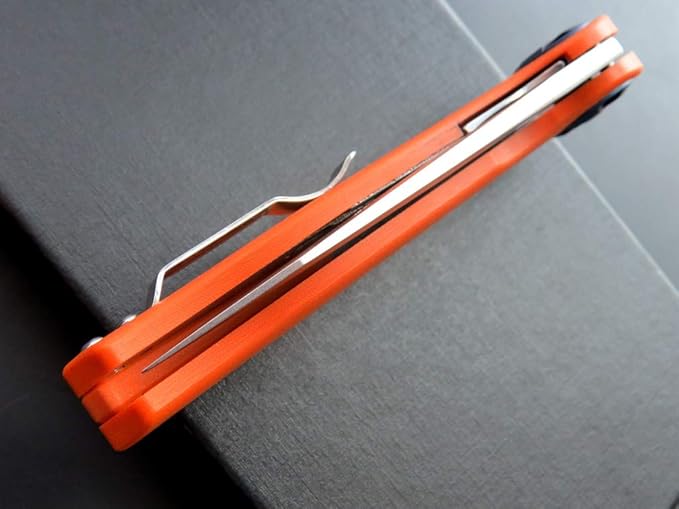 Eafengrow EF76 Ball Bearing Folding Knife for Camping EDC Pocket Knife with G10 Handle & D2 Stone-washed Blade Hunting Outdoor Tool (EF76-orange)