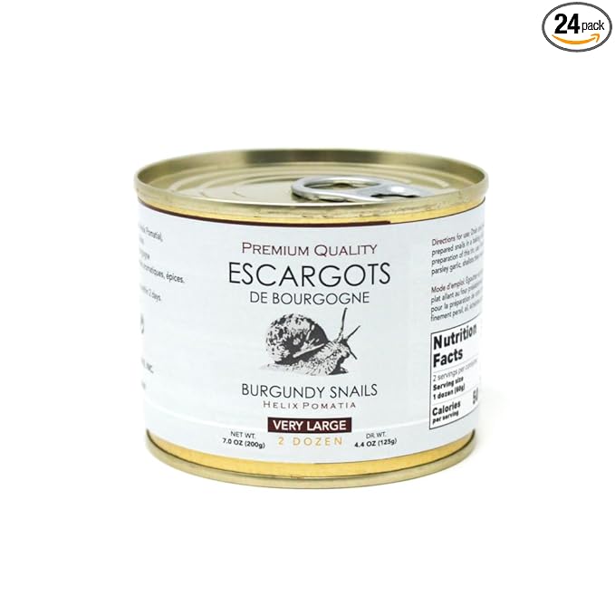 Escargots Snails Helix Pomatia, Romanzini de Bourgogne, 2 Doz, 200g tin