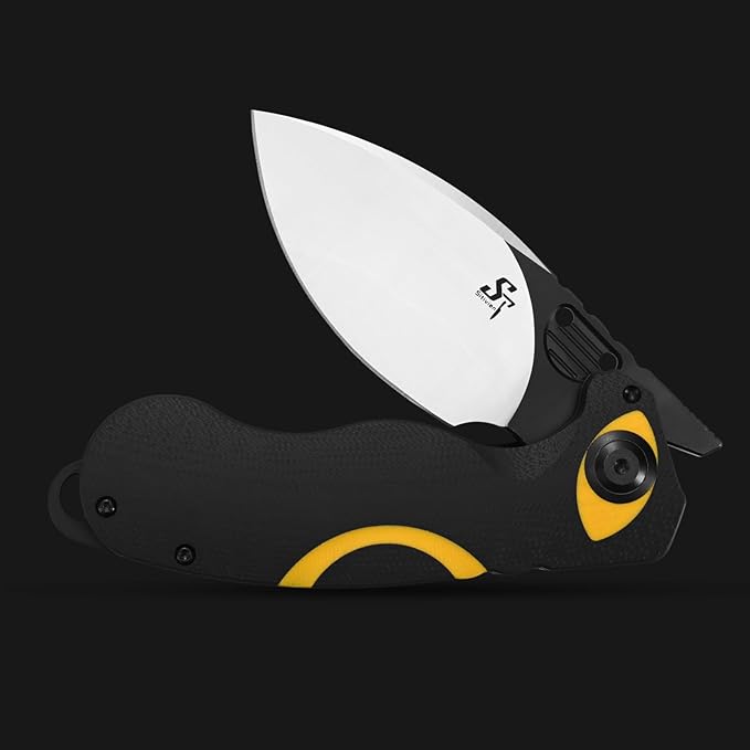 Sitivien ST162 Folding Knife,AUS-10 Steel Blade with G10 Handle Pocket Knife EDC Tool Knife for Outdoor Camping,Hiking,Hunting,Fishing(Yellow)