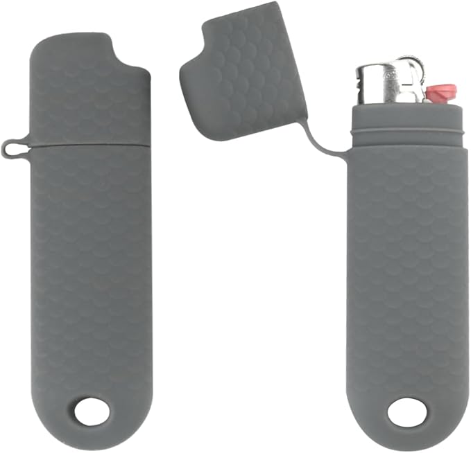 5 Pck Waterproof Lighter Case Cover Holder for BIC Regular Lighters Sleeve Type J6 Outdoor Survival Multipurpose Seal Lighter Pouchfor Hiking and Camping (Gray)