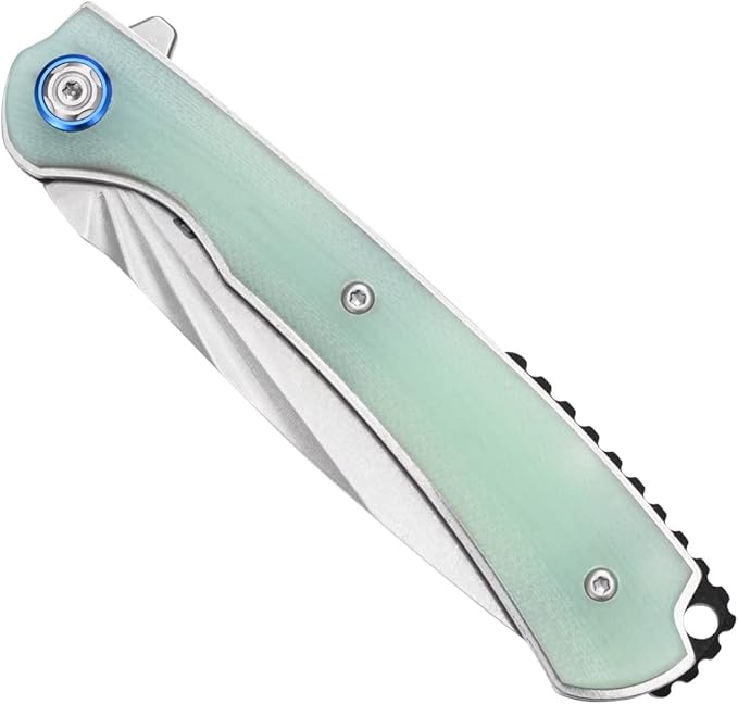 Sitivien ST144 Folding Knife,14C28N Steel Blade,G10 Handle Pocket Knife for Outdoor EDC Camping,Survival,Hiking,Fishing(Jade)