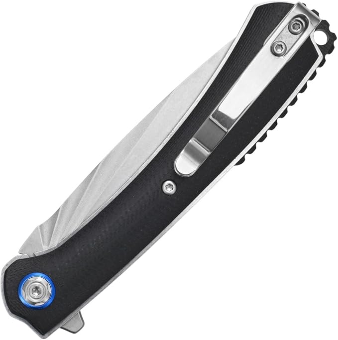 Sitivien ST144 Folding Knife,14C28N Steel Blade,G10 Handle Pocket Knife for Outdoor EDC Camping,Survival,Hiking,Fishing(Black)