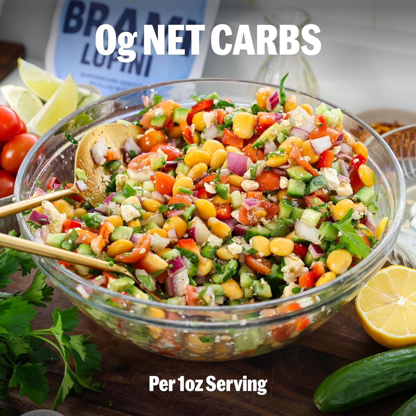 BRAMI Lupini Beans Snacks – Garlic & Herb, Mediterranean Protein Snack, 0g Net Carbs, Vegan & Keto Friendly, High Fiber Italian Lupin Beans, Ready-to-Eat Healthy Snack, 5.3 oz (Pack of 8)