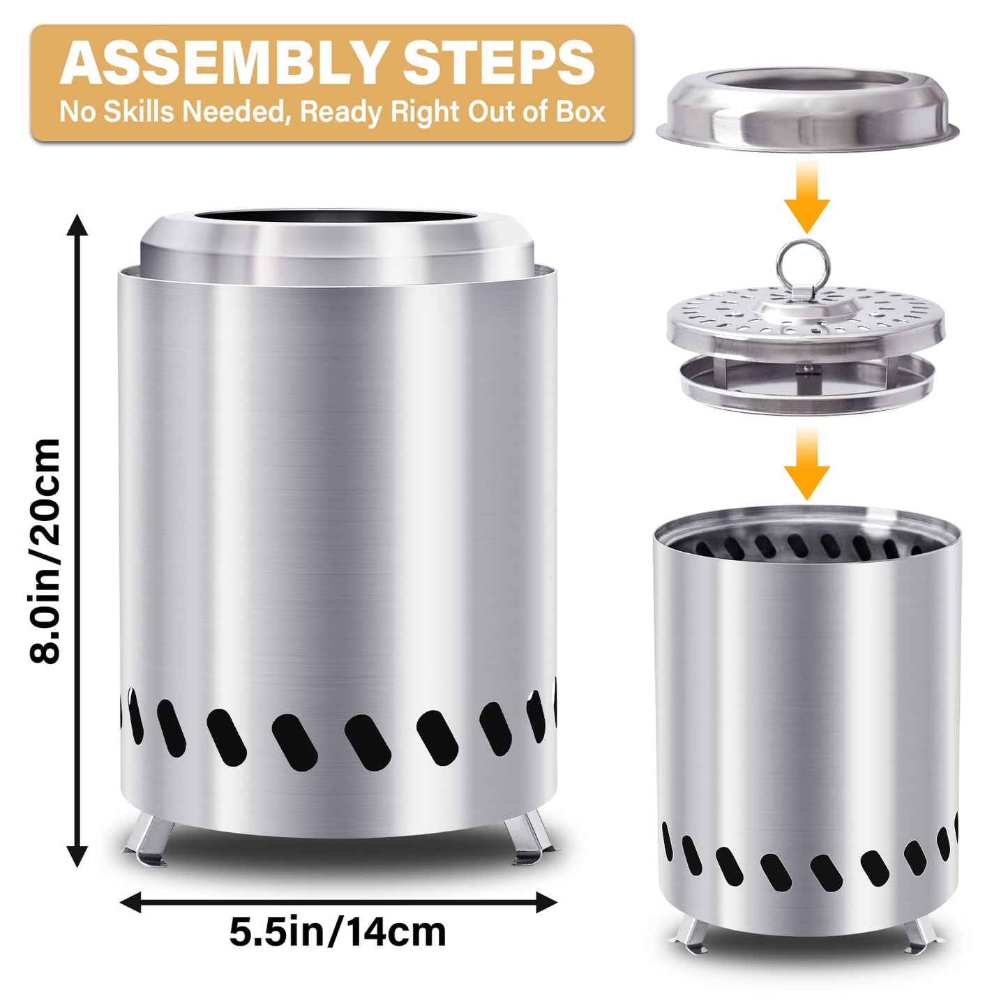 HGD Tabletop Fire Pit, Smokeless Firepit Outdoor, Mini Fire Pit for with Carry Bag for Camping