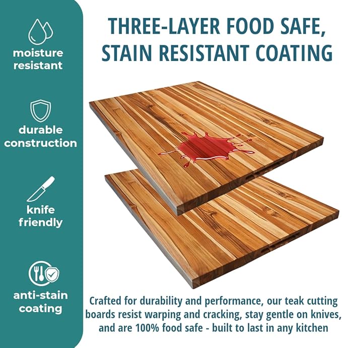 EcoDecors, XXL Teak Cutting Board 40"x28", Reversible Solid Teak Wood Edge Grain Carving Board with Juice Groove, Extra Large Butcher Block Carving Board, Best Wooden Cutting Board for Kitchen & BBQ