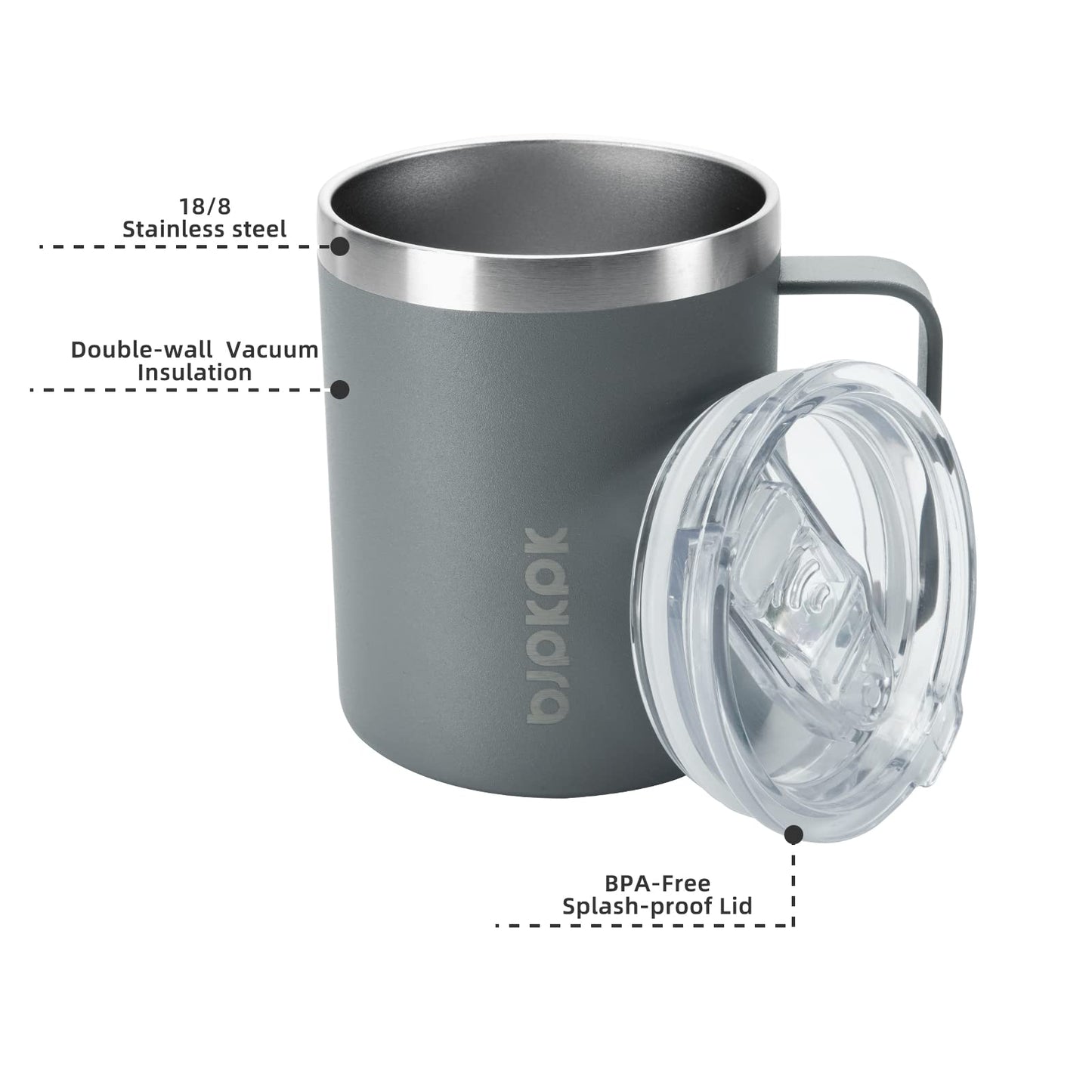 BJPKPK 2PCS Insulated Coffee Mug with Lid, 14oz Stainless Steel Tumbler