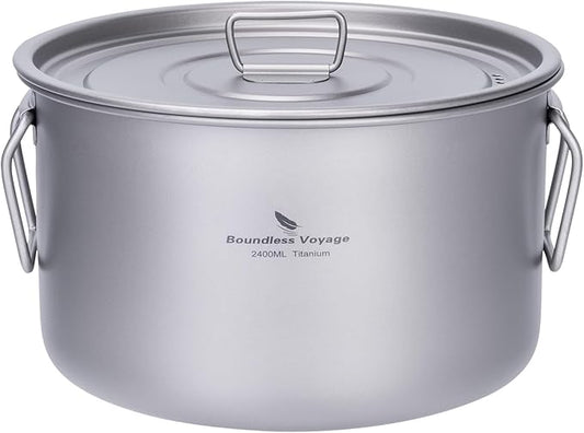 Boundless Voyage Titanium Pot Portable Camping Cookware Lightweight Cooking Pot Set for Outdoor Cooking Traveling Backpacking Hiking Trekking Picnic