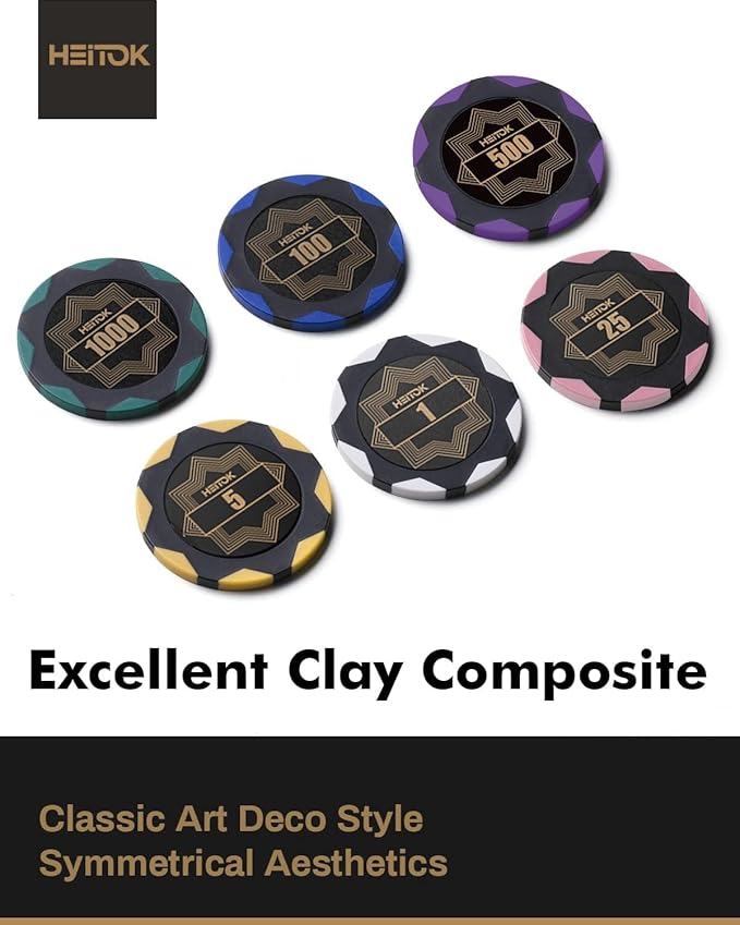 Clay Poker Chip Set for Texas Holdem, 300 pcs with Denominations 14g Professional Casino Blackjack Set, a high-end Carrying case with Aluminum Travel Case