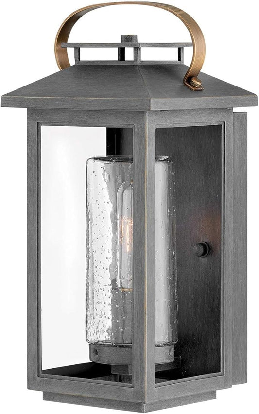 Hinkley Atwater Medium Wall Mount Outdoor Lantern - Composite, Clear Seedy Glass, Anti-Fade, LED Included - Ash Bronze Finish