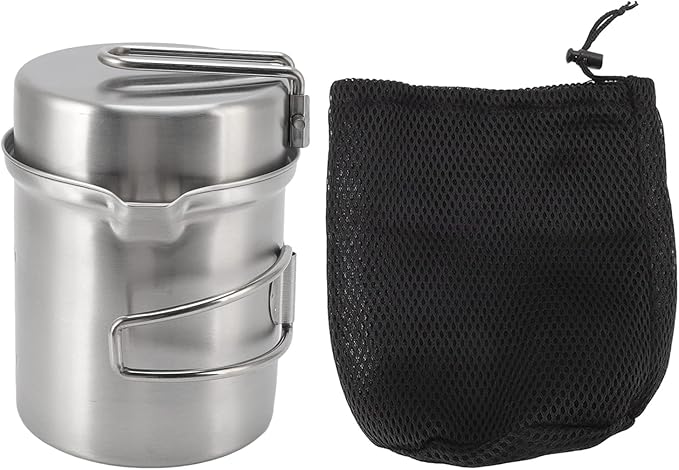 Camping Cookware Set, Stainless Steel Outdoor Wood Stove Cooking Pot Set for Outdoor Backpacking Camping Hiking Picnic