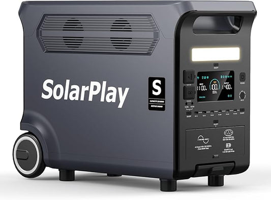 SolarPlay Q3600 3600W/3840Wh Portable Power Station, 2Hrs Fast Charging Solar Generator with LiFePO4 Battery, 5500W Surge Emergency Power for Home Backup, RV, Camping