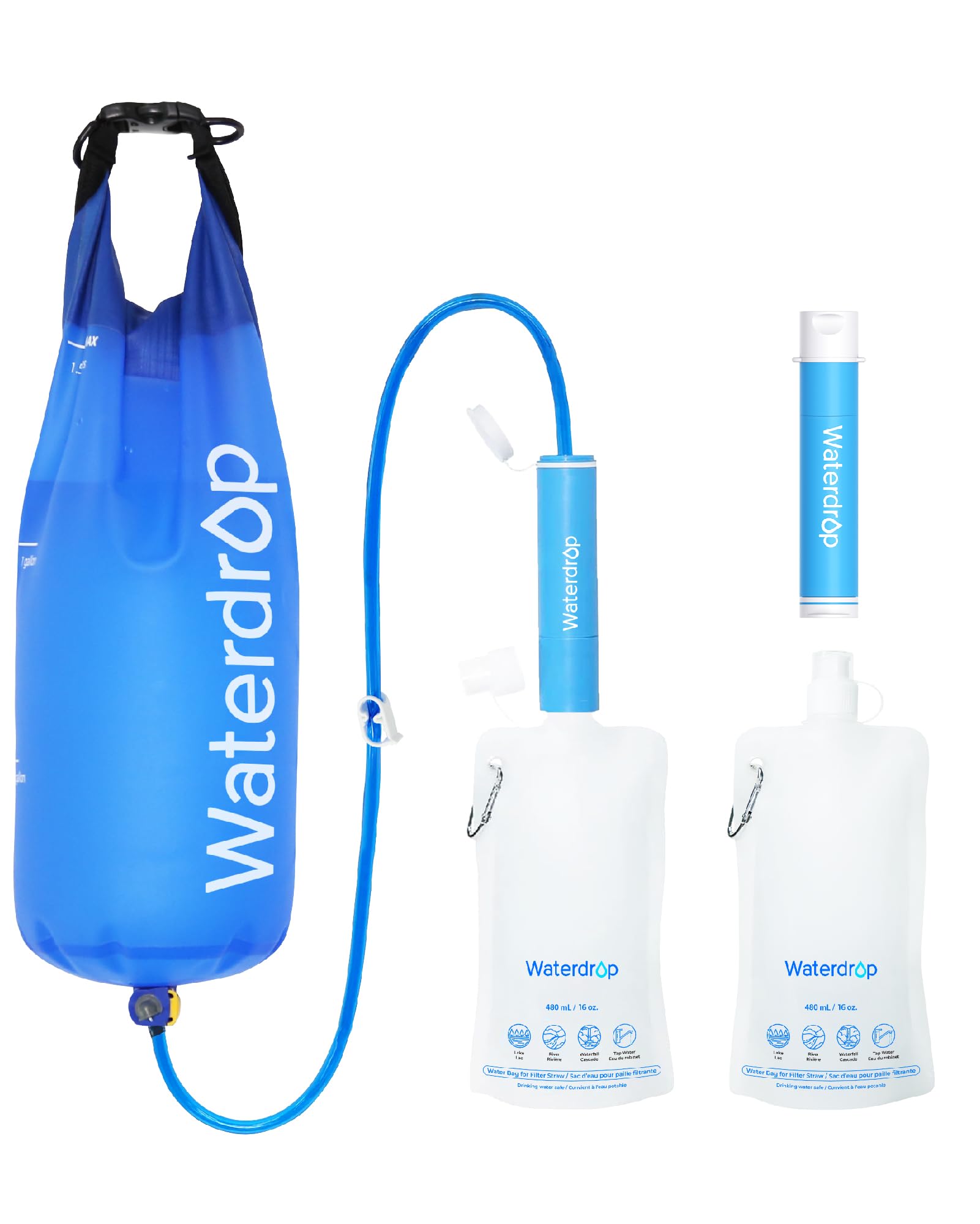 Waterdrop Gravity Water Filter Straw, Camping Water Filter, 0.1 Micron