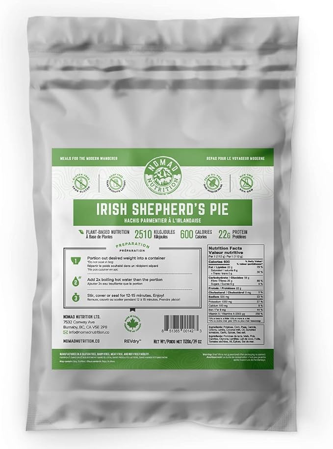Nomad Nutrition ??Irish Shepherd?™s Pie | High Energy, All Natural Ingredients | Gluten, Dairy & Palm Oil Free | Just Add Boiling Hot Water